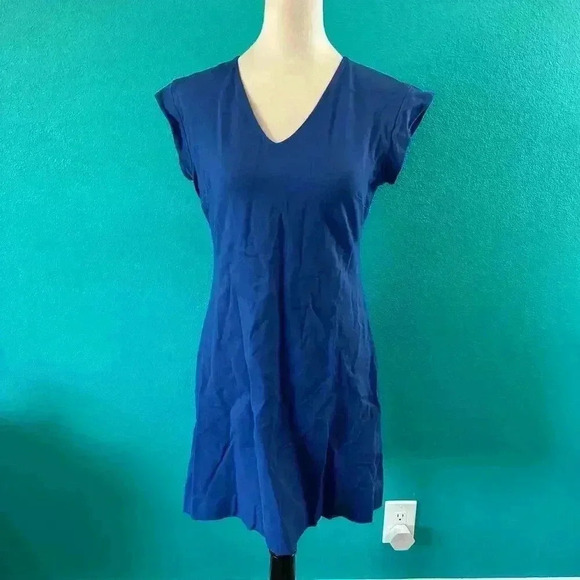 Kate Spade Womens Ponte Royal Blue V-Neck Mini A-Line Dress Size 4 - Picture 2 of 5